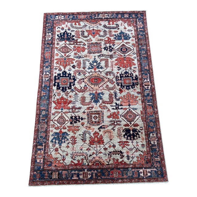 Serapi Rug 5′1×8′4” Gray Wool Tribal Hand-Knotted Oriental Rug For Sale
