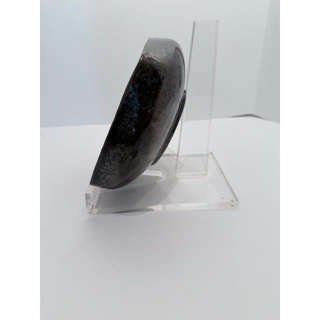This distinctive unsigned hand-crafted ceramic square bowl by acclaimed studio potter Donna Polseno shows her early 1980s...