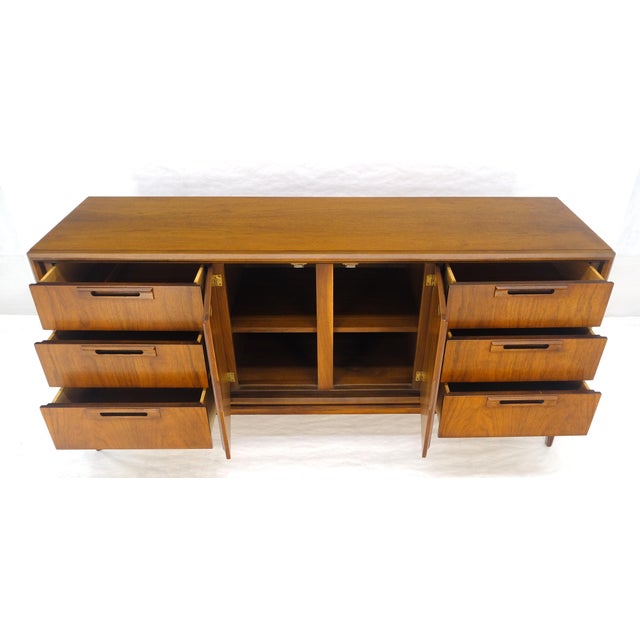 American Walnut Danish Mid Century Modern 6 Drawer Two Doors Compartment Dresser For Sale - Image 12 of 14