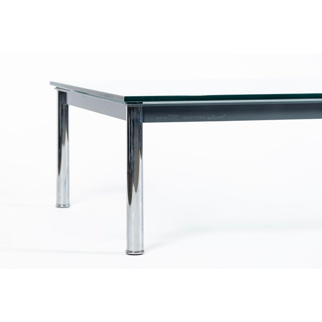 Silver Bauhaus Lc10-P Low Glass Coffee Table by Le Corbusier for Cassina For Sale - Image 8 of 10