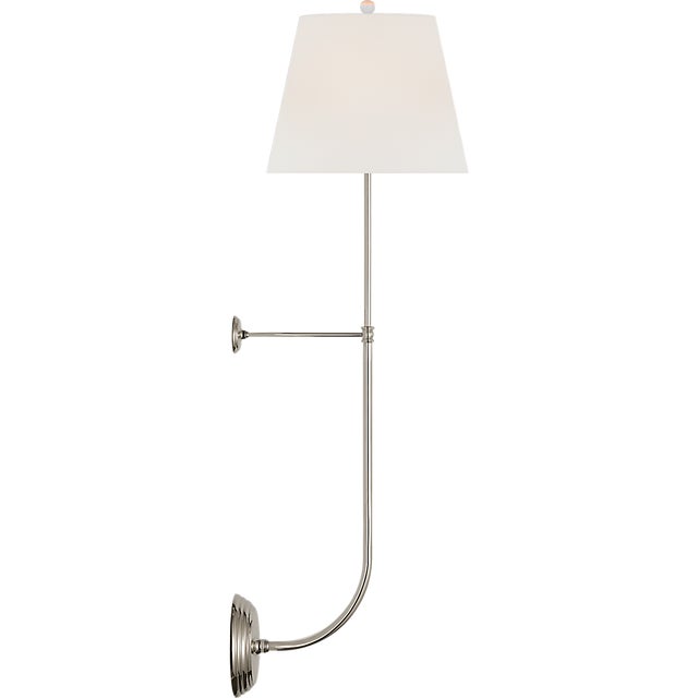 Wyatt 39" Statement Sconce in Polished Nickel with Linen Shade Designer: Suzanne Kasler Finish: Polished Nickel Height:...