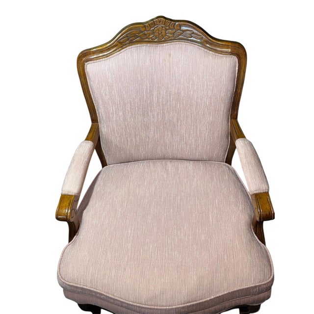 Blush 1970s Bernhardt French Provincial Carved Bergère Armchair For Sale - Image 8 of 13