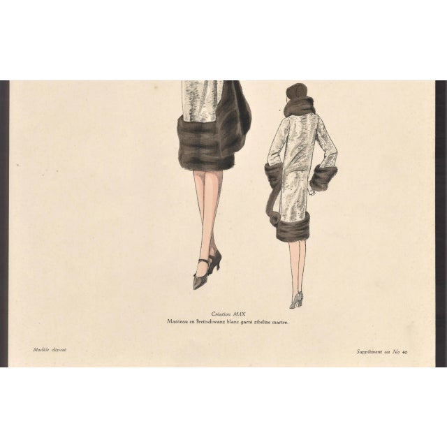 Art Deco 1920s French Art Deco Couture Fashion Print For Sale - Image 3 of 5