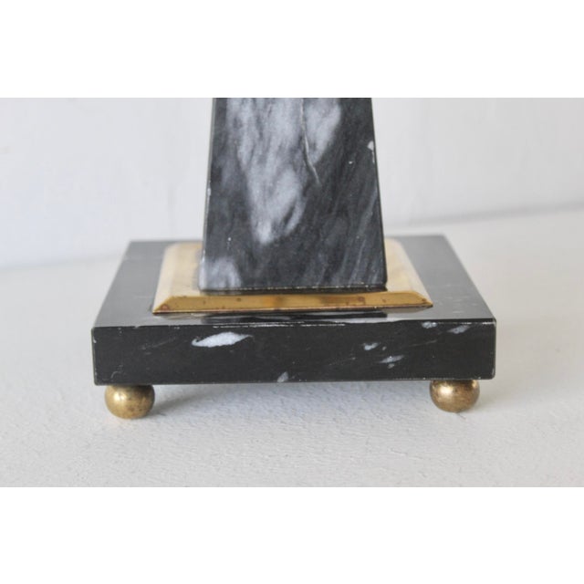Metal Vintage Brass Office Table Lamp Marble Base For Sale - Image 7 of 17