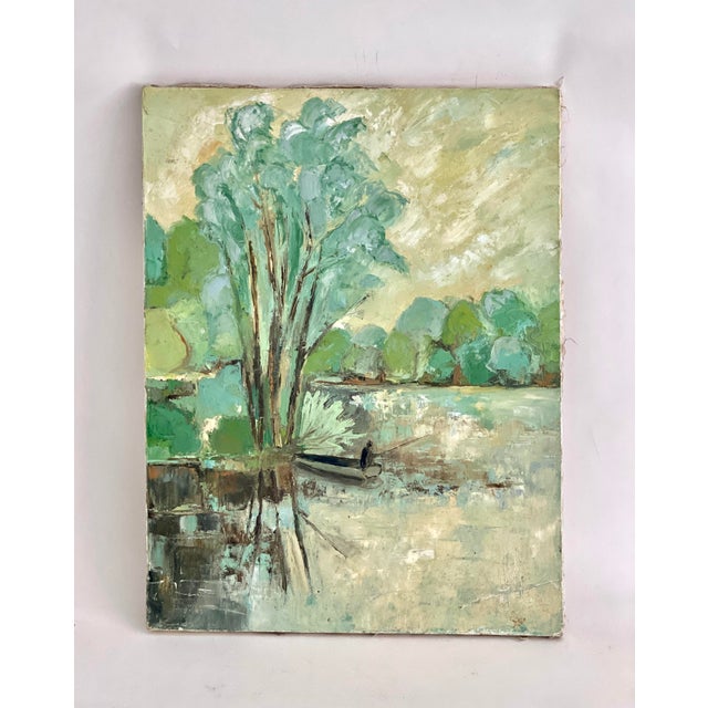 Stunning original French oil painting in the impasto technique which provides unique texture and depth created with the...