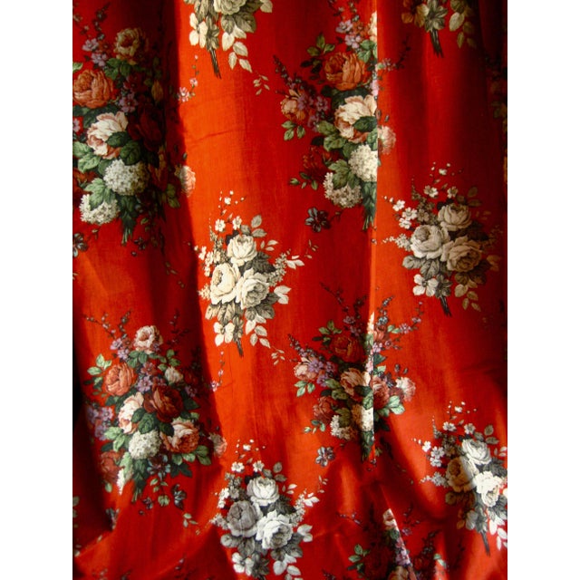 Rustic European French 1970 Pair of Floral Rust Linen Curtains For Sale - Image 3 of 13
