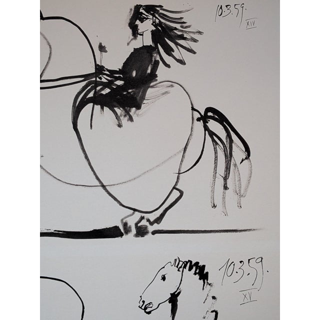 1960s Pablo Picasso, Jacqueline Riding, Offset Color Lithographs, 1961, Set of 2 For Sale - Image 5 of 6
