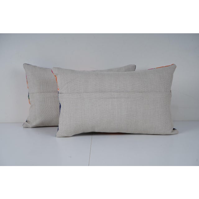 Floral Uzbek Roller Printed Lumbar Pillow Cover - A Pair For Sale - Image 4 of 4