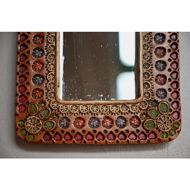 Ceramic Handcrafted Ceramic Wall Mirror, Vallauris, 1960s For Sale - Image 7 of 10