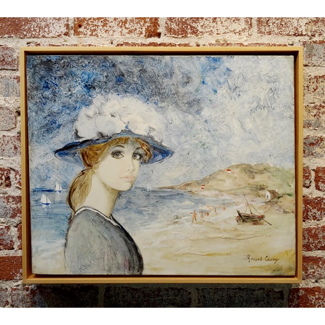 Bernard Charoy -Portrait of a Young Girl at a Beach in South of France -Oil Painting For Sale - Image 9 of 9
