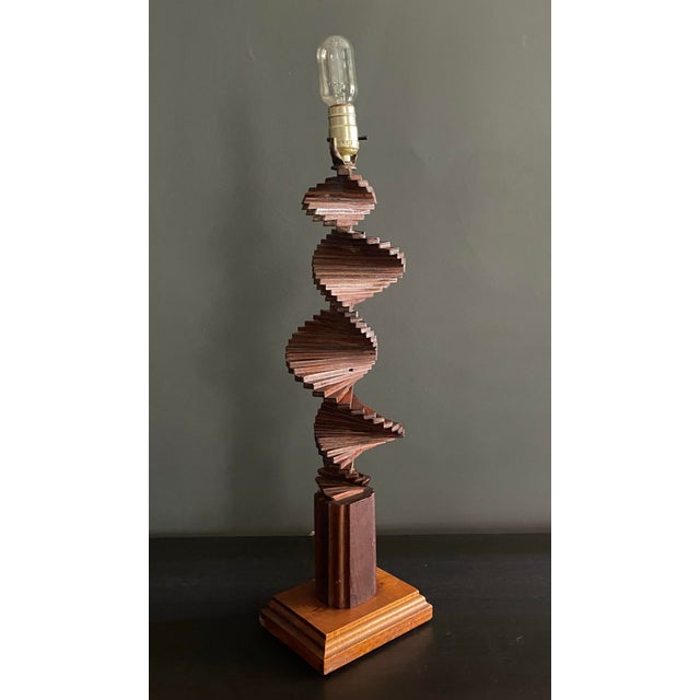 American Tramp Art Helix Lamp, Brutalist Folk Sculpture For Sale - Image 11 of 11