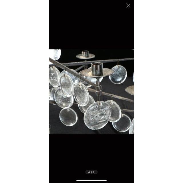 Metal Mid Century Chandelier by Erik Höglund for Kosta Boda For Sale - Image 7 of 8