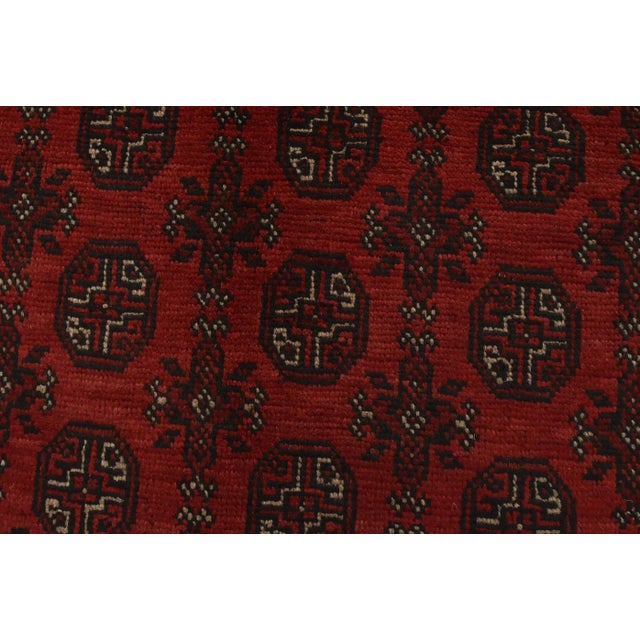 Red Turkmen Rug 9’11” X 12’10” Red Wool Vintage Tribal Hand-Knotted Carpet For Sale - Image 8 of 14