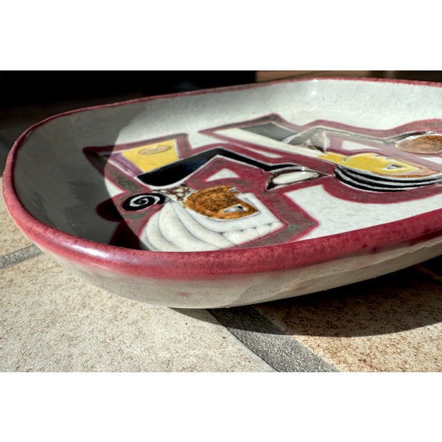 1960s Modern Ceramic Art Wall Plate by Philippe Lambercy, Switzerland, 1960s For Sale - Image 5 of 14