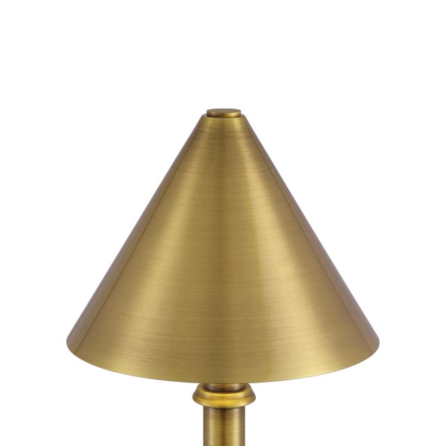 Traditional Currey & Company Traipse Brass Cordless Table Lamp For Sale - Image 3 of 7