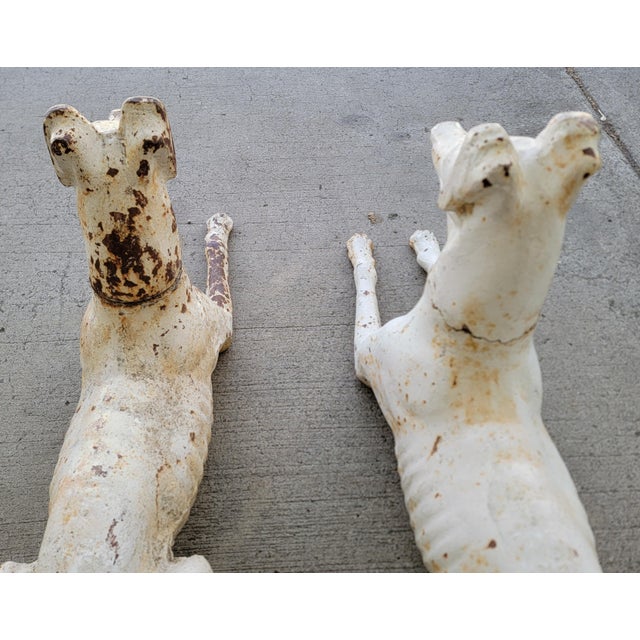 White J. W. Fiske Antique Recumbent Cast Iron Greyhounds a Pair For Sale - Image 8 of 11