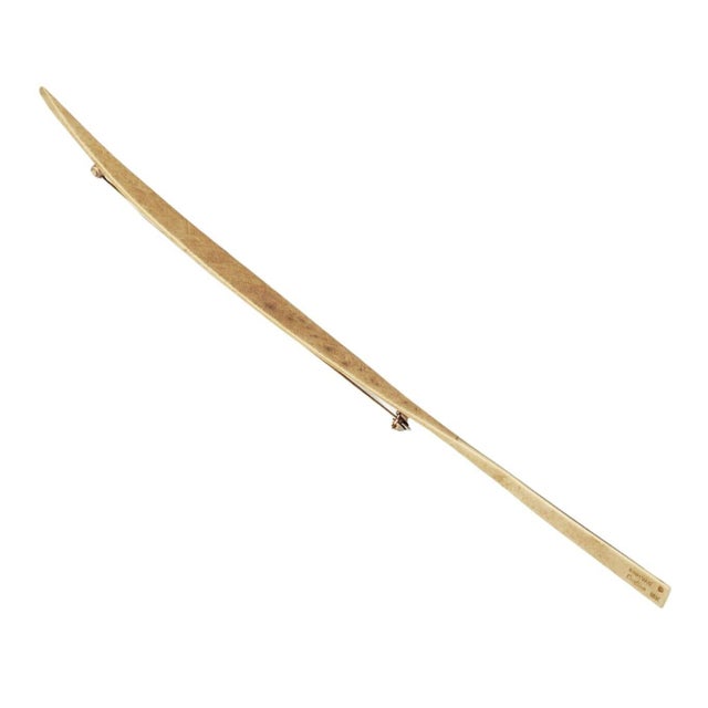 Vintage Cartier Dinh Van 18k Yellow Gold Long Quill Brooch Pin For Sale In Philadelphia - Image 6 of 12