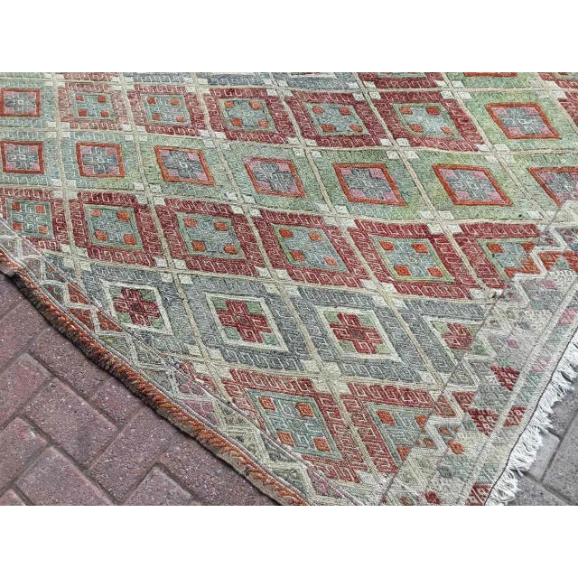 Textile 1960s Scandinavian Decor Handmade Vintage Kilim Rug - 81"x112" For Sale - Image 7 of 9
