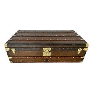 Vintage Louis Vuitton Cabin Steamer Trunk, Leather & Wood, France For Sale