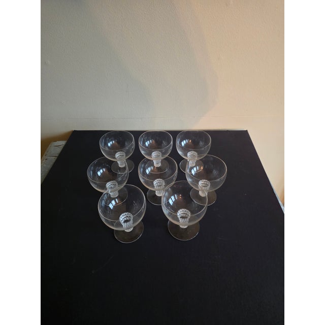 Wood 1930s Lalique Art Deco "Bamboo" Pattern Cordials Set of Eight For Sale - Image 7 of 13