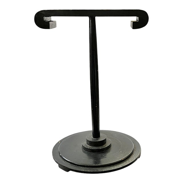 Early 20th Century Handmade Black Painted Wood Jewelry & Accessories Display Stand in the Style of Dorothy Draper, 16" For Sale