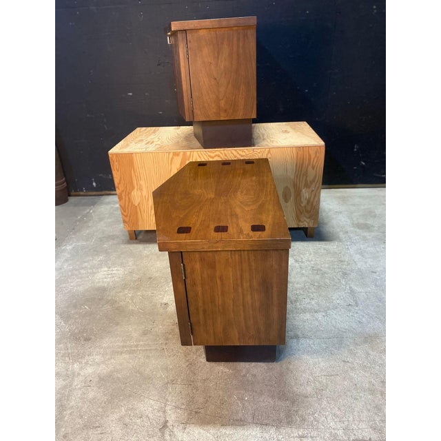 Wood A Pair of Lane Tower Suite Nightstands Designed by Dave Parmalee 1970's For Sale - Image 7 of 8