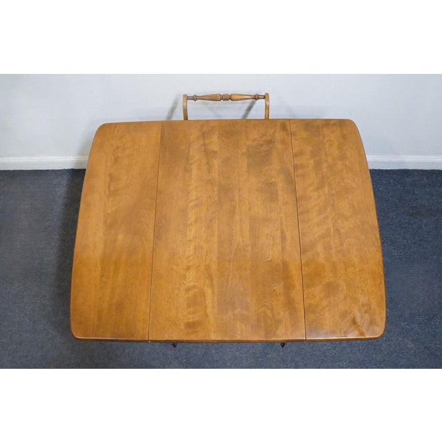 Ethan Allen Heirloom Nutmeg Maple Colonial Early American 41" Accent Drop Leaf Server / Tea Cart 10-6085 For Sale - Image 11 of 15