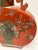 Persimmon Antique Chinese Chinoiserie Porcelain Flat Urn With Two Handles in Persimmon Orange With Green Birds and Cherry Blossoms For Sale - Image 8 of 13