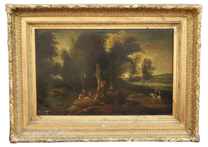 Forest Landscape, 19th Century, Oil on Canvas, Framed
