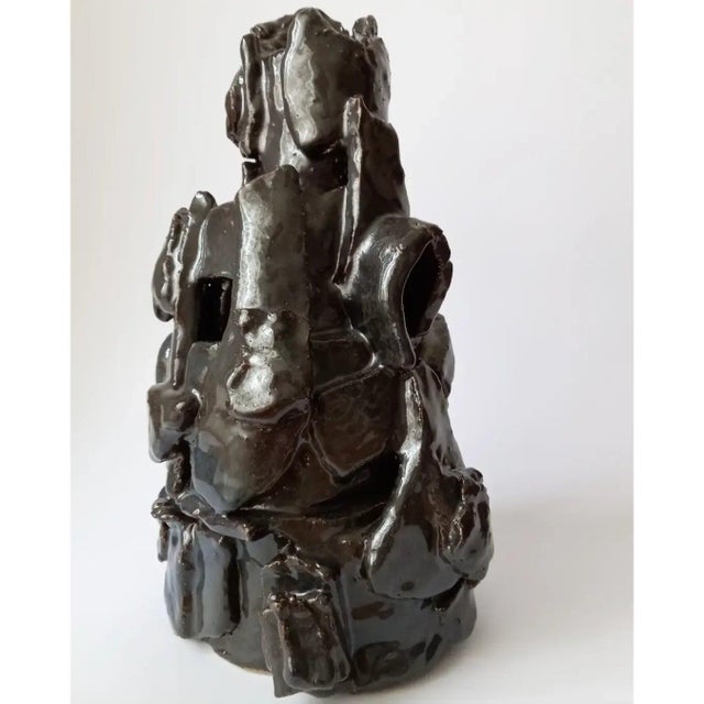 12.9" Modernist Sculpture Vase by Diane Grant / Abstract / Ceramic / Earth Tones For Sale - Image 9 of 10