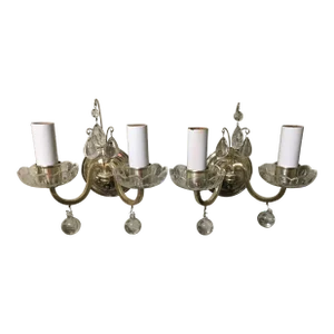 Bradley Hubbard Hollywood Regency Silver Plate Sconces - a Pair
