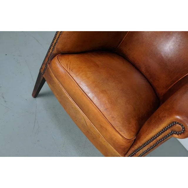 Vintage Dutch Cognac Colored Leather Club Chair For Sale - Image 5 of 18