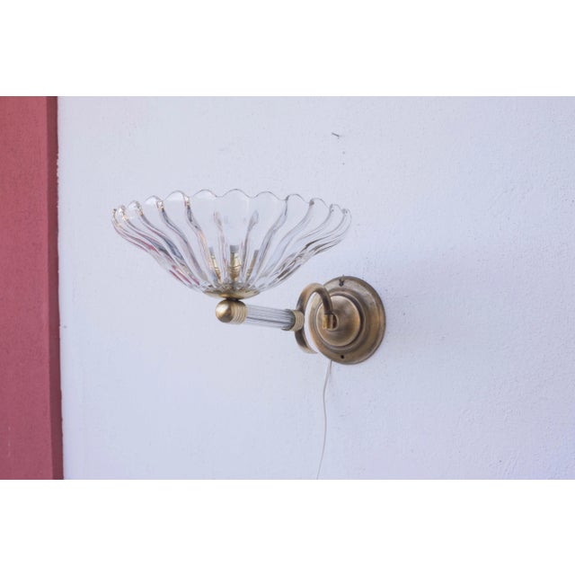 Metal Set of 2 Wall Light Sconces by Barovier & Toso Glass Murano, Italy, 1950 For Sale - Image 7 of 13