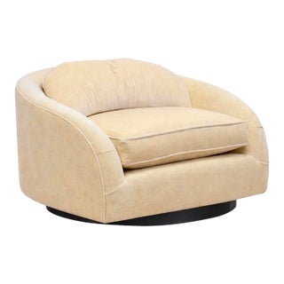 1970s Adrian Pearsall Butter Yellow Velvet Swivel Lounge Chair For Sale