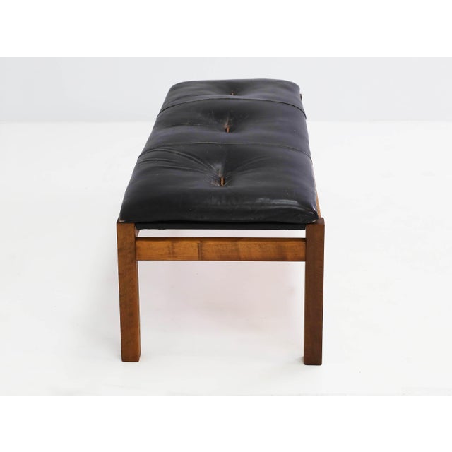 Brutalistic Danish Bench with Soft Leather Cushion, Denmark, 1970 For Sale - Image 6 of 10