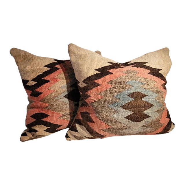 19Thc Early Hand Woven Eye Dazzler Pillows -Pair For Sale