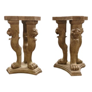 Greco-Roman Style Marble Pedestals with Lion Paw Feet, 1970s, Set of 2 For Sale