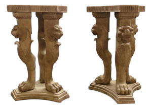 Greco-Roman Style Marble Pedestals with Lion Paw Feet, 1970s, Set of 2