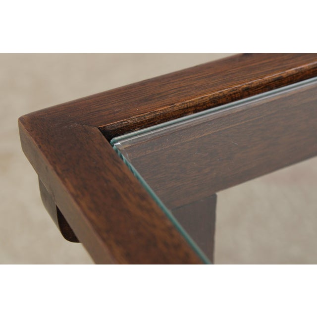 Vintage Brandt Set of 4 Glass Top Mahogany Nesting Tables For Sale - Image 12 of 15