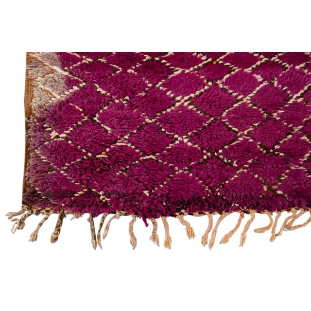Mid-20th Century Purple Moroccan Tribal Wool Rug For Sale - Image 4 of 7