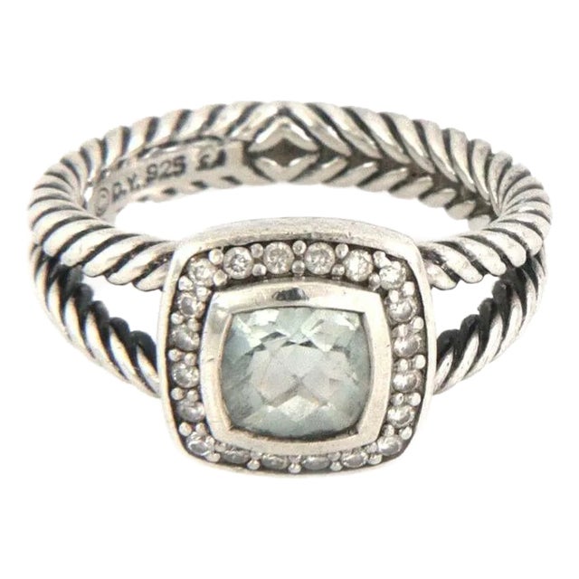 David Yurman Albion Prasiolite Diamond 925 Silver Cable Ring For Sale