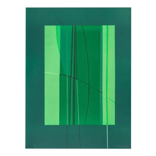 Lorenzo Indrimi, Green, Lithograph, 1970s For Sale