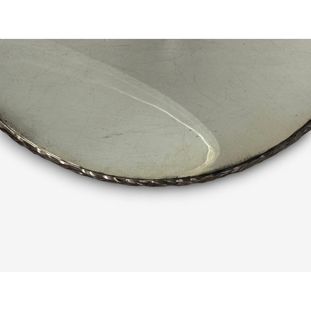 Silver Brutalist, Circular Wall Mirrors, Hammered Metal, Distressed Glass, 21st C. For Sale - Image 8 of 9
