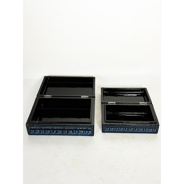 Blue Nesting Boxes in Lacquered Wood, France, 1970s, Set of 2 For Sale - Image 6 of 14