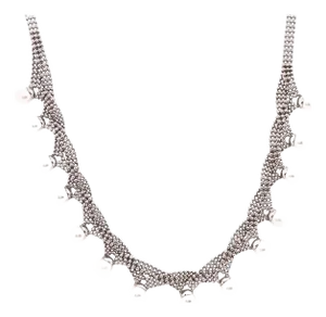 14 Karat White Gold Beaded Necklace