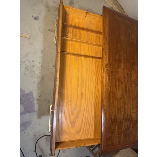 Vintage Mid-Century Modern Walnut Buffet With Sculpted Atomic Base, c.1960s Refinished For Sale - Image 12 of 12