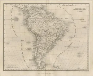 Antique Map of South America by Balbi, 1847