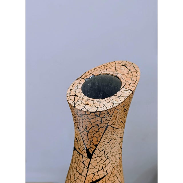 Black R & Y Augousti Style Eggshell Lacquer Tall Sculptural Spindle Vase For Sale - Image 8 of 11