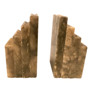 Vintage Italian Alabaster Book Shaped Bookends- A Pair For Sale