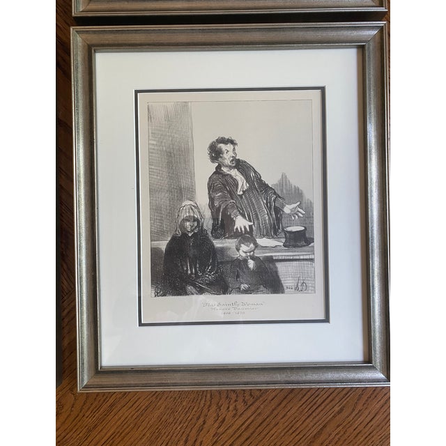 Late 20th Century Late 20th Century Honore Daumier Black and White Drawings From 'Les Gens De Justice' - Set of 4 For Sale - Image 5 of 9